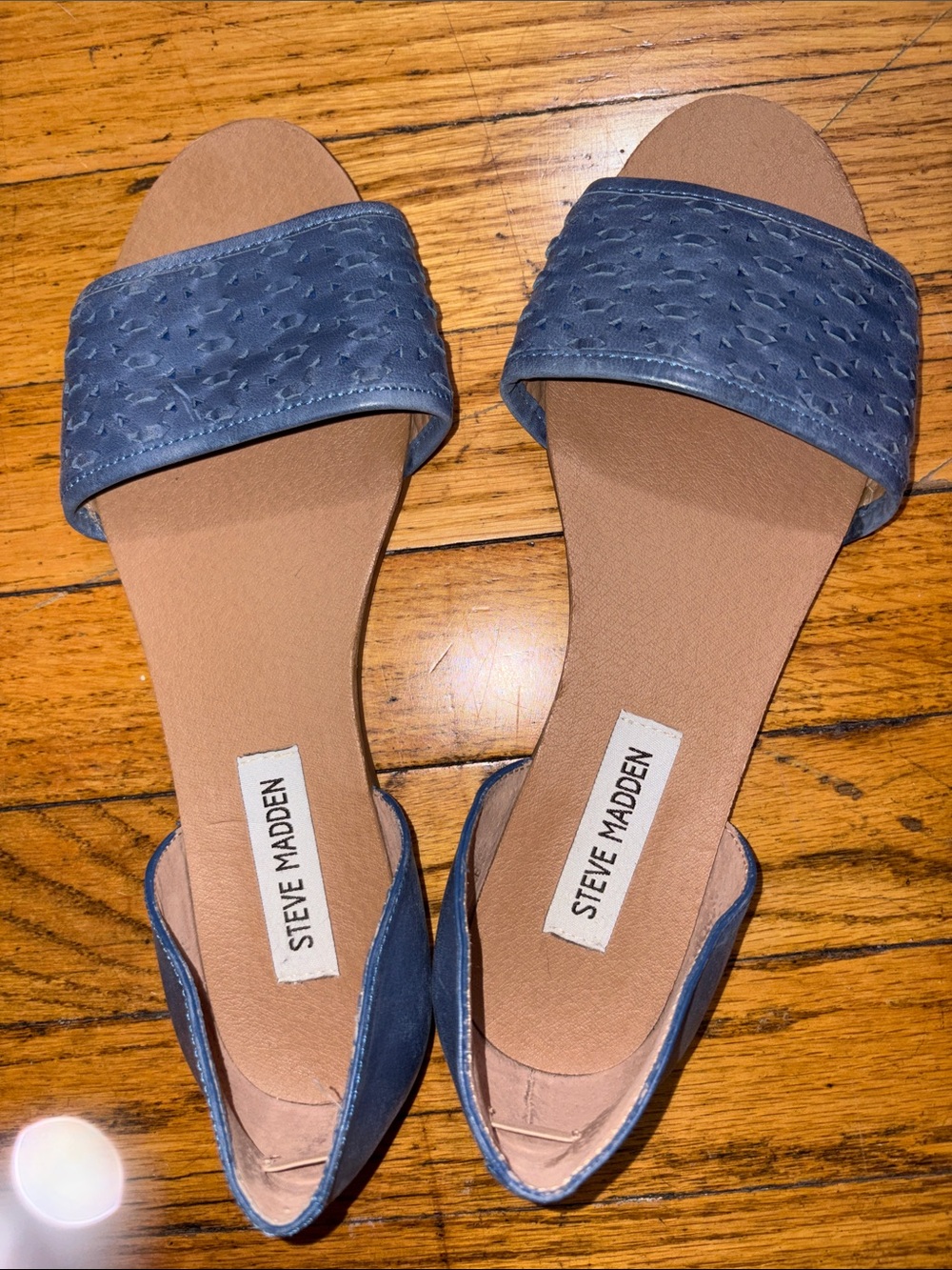 Steve Madden Textured Blue Slide Sandals for Women